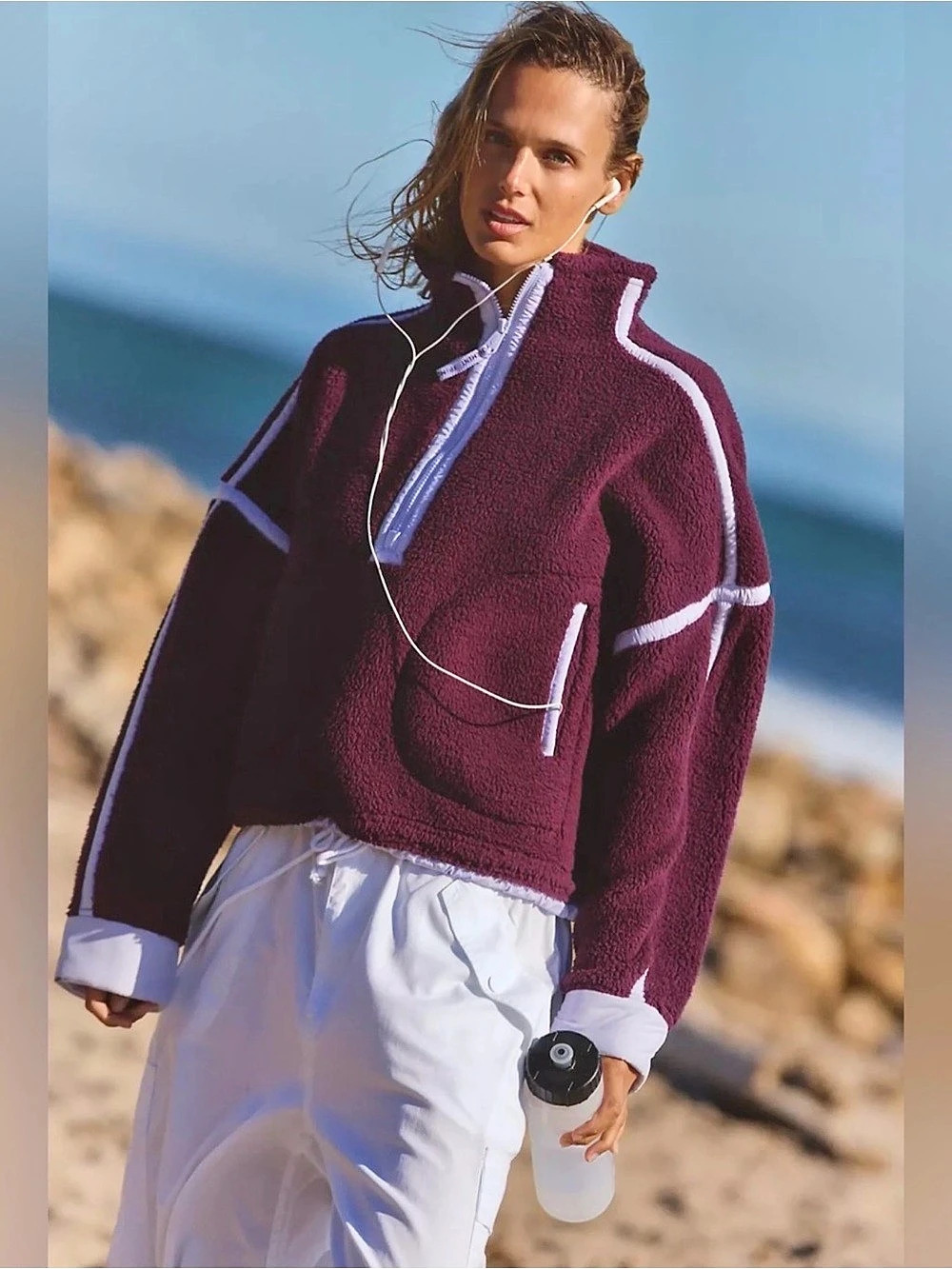 Free People Mountain High Half Zip Fleece. NWOT. Cherry